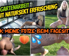 Facesitting mit Natursekt für den perversen Gartenarbeiter